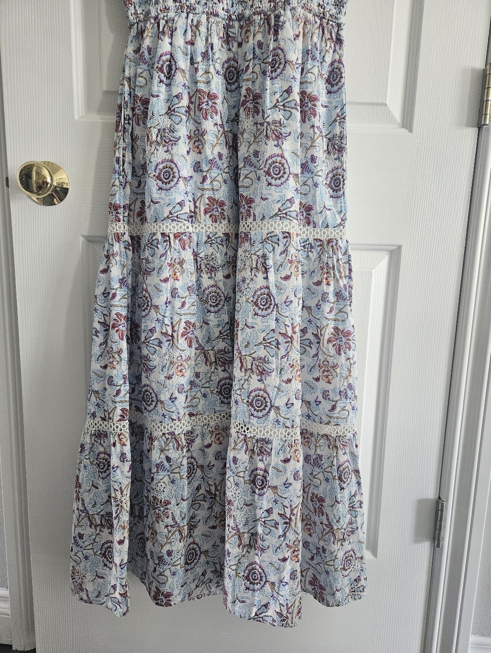 NWOT Target X Roller Rabbit Sketched Floral Tiered Maxi Dress With Tie Straps - Picture 6 of 10
